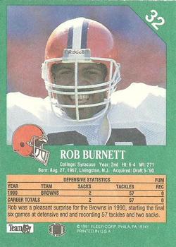 1991 Fleer #32 Rob Burnett Back