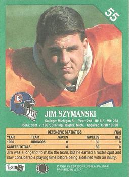 1991 Fleer #55 Jim Szymanski Back