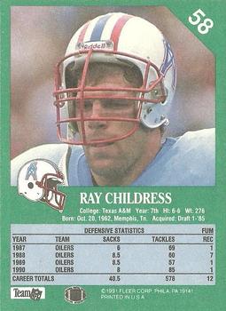 1991 Fleer #58 Ray Childress Back
