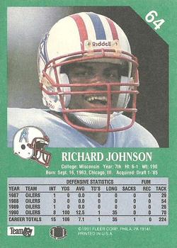 1991 Fleer #64 Richard Johnson Back