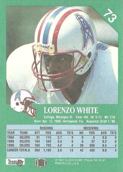 1991 Fleer #73 Lorenzo White Back