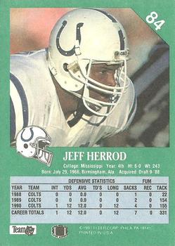 1991 Fleer #84 Jeff Herrod Back