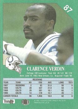 1991 Fleer #87 Clarence Verdin Back
