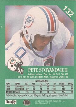 1991 Fleer #132 Pete Stoyanovich Back