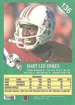 1991 Fleer #136 Hart Lee Dykes Back