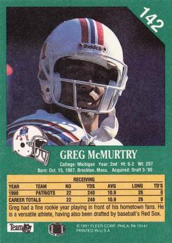 1991 Fleer #142 Greg McMurtry Back