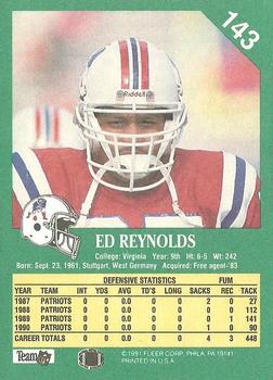 1991 Fleer #143 Ed Reynolds Back