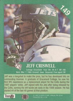 1991 Fleer #149 Jeff Criswell Back