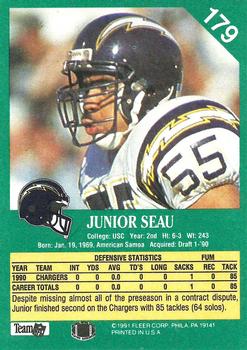1991 Fleer #179 Junior Seau Back