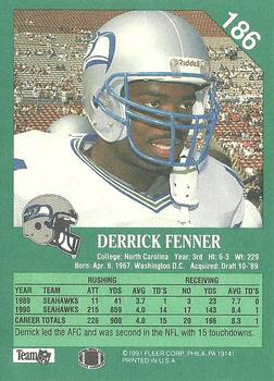 1991 Fleer #186 Derrick Fenner Back