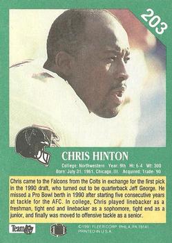 1991 Fleer #203 Chris Hinton Back