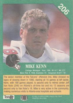 1991 Fleer #206 Mike Kenn Back