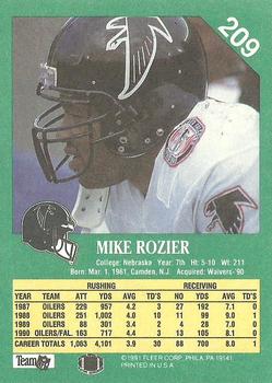 1991 Fleer #209 Mike Rozier Back
