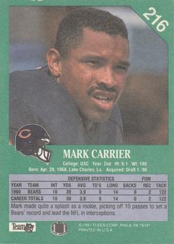 1991 Fleer #216 Mark Carrier Back