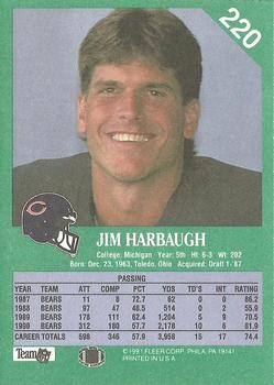 1991 Fleer #220 Jim Harbaugh Back