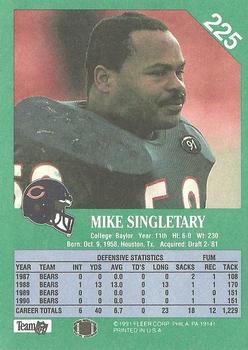 1991 Fleer #225 Mike Singletary Back