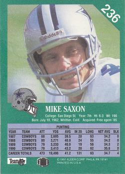 1991 Fleer #236 Mike Saxon Back