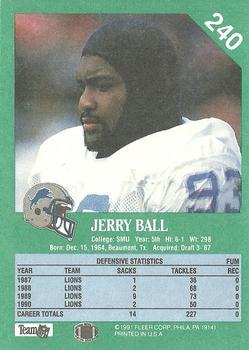 1991 Fleer #240 Jerry Ball Back