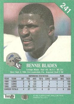 1991 Fleer #241 Bennie Blades Back