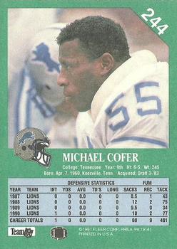 1991 Fleer #244 Michael Cofer Back