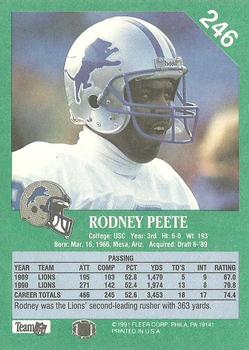 1991 Fleer #246 Rodney Peete Back