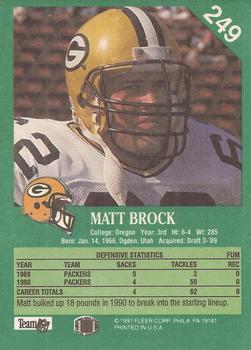 1991 Fleer #249 Matt Brock Back