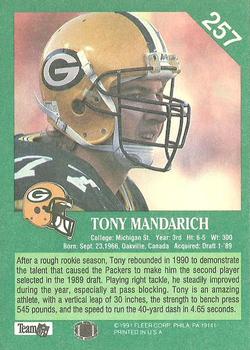 1991 Fleer #257 Tony Mandarich Back