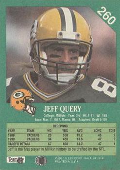 1991 Fleer #260 Jeff Query Back