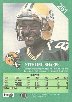 1991 Fleer #261 Sterling Sharpe Back