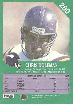 1991 Fleer #280 Chris Doleman Back
