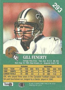 1991 Fleer #293 Gill Fenerty Back