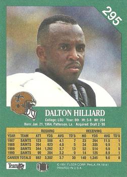 1991 Fleer #295 Dalton Hilliard Back