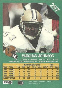 1991 Fleer #297 Vaughan Johnson Back