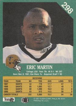 1991 Fleer #298 Eric Martin Back