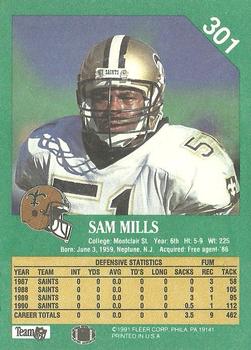 1991 Fleer #301 Sam Mills Back
