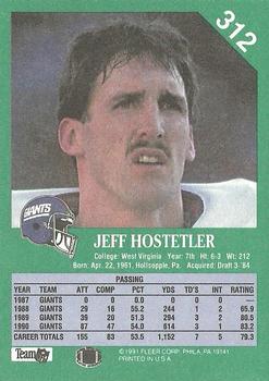 1991 Fleer #312 Jeff Hostetler Back