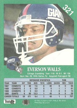 1991 Fleer #321 Everson Walls Back