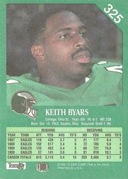 1991 Fleer #325 Keith Byars Back