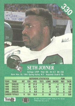 1991 Fleer #330 Seth Joyner Back