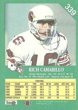1991 Fleer #339 Rich Camarillo Back