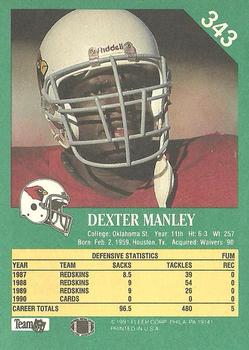 1991 Fleer #343 Dexter Manley Back