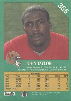 1991 Fleer #365 John Taylor Back