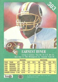 1991 Fleer #383 Earnest Byner Back