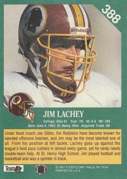 1991 Fleer #388 Jim Lachey Back