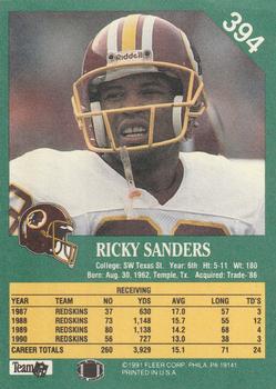 1991 Fleer #394 Ricky Sanders Back