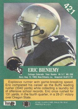 1991 Fleer #421 Eric Bieniemy Back