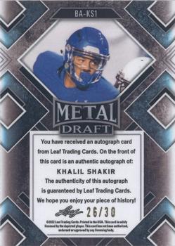 2022 Leaf Metal Draft - Autographs Wave Silver #BA-KS1 Khalil Shakir Back