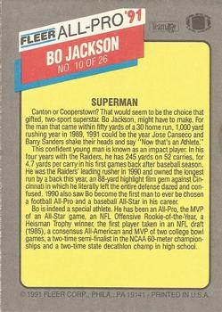 1991 Fleer - All-Pro '91 #10 Bo Jackson Back