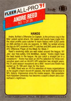 1991 Fleer - All-Pro '91 #1 Andre Reed Back