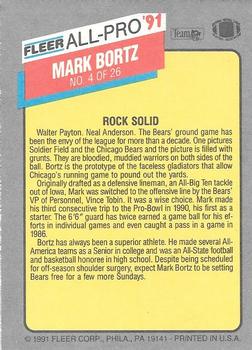 1991 Fleer - All-Pro '91 #4 Mark Bortz Back